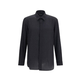 Tom Ford Schwarzes Seidenhemd mit Muster