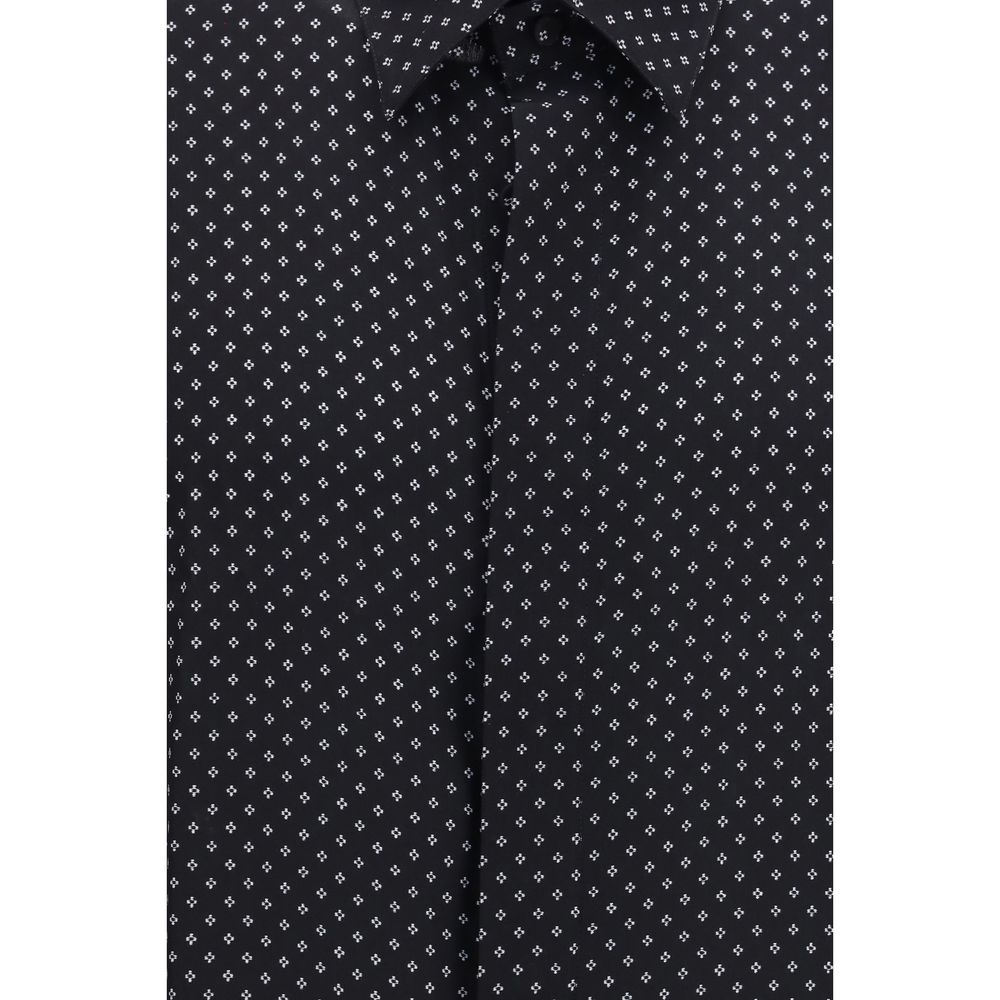 Tom Ford Schwarzes Seidenhemd mit Muster