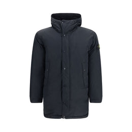 Stone Island Schwarze Polyester-Jacke in voller Länge