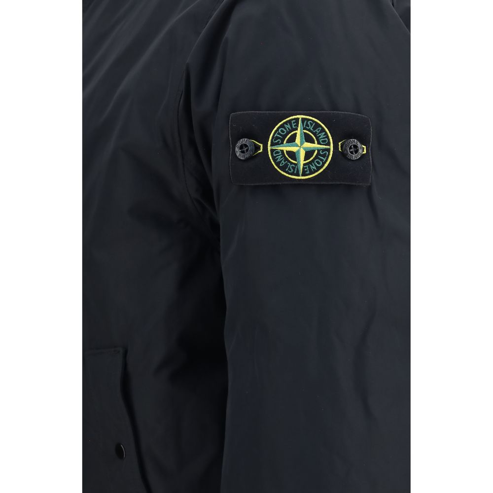 Stone Island Schwarze Polyester-Jacke in voller Länge