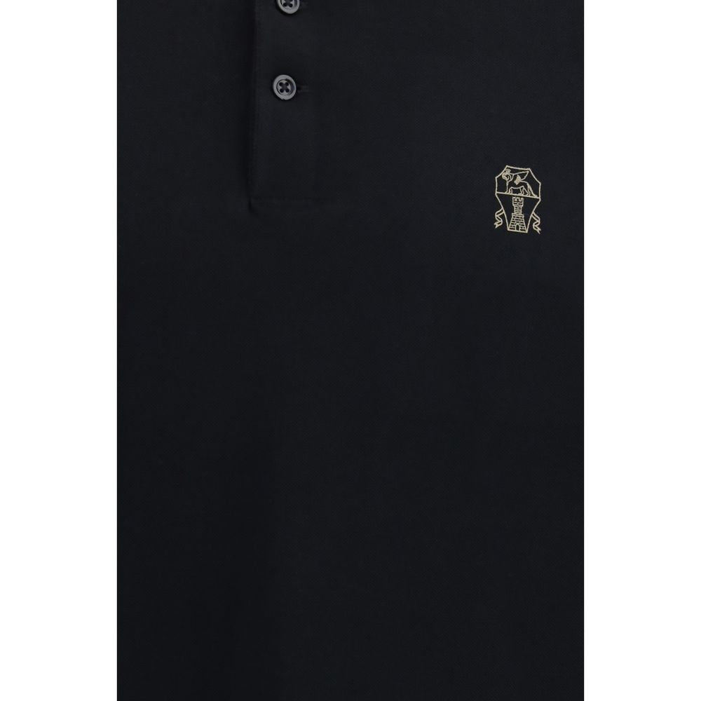 Brunello Cucinelli Schwarzes Baumwoll-Poloshirt