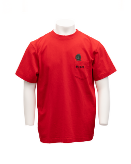 Dior Rotes Baumwoll-T-Shirt mit Rundhalsausschnitt