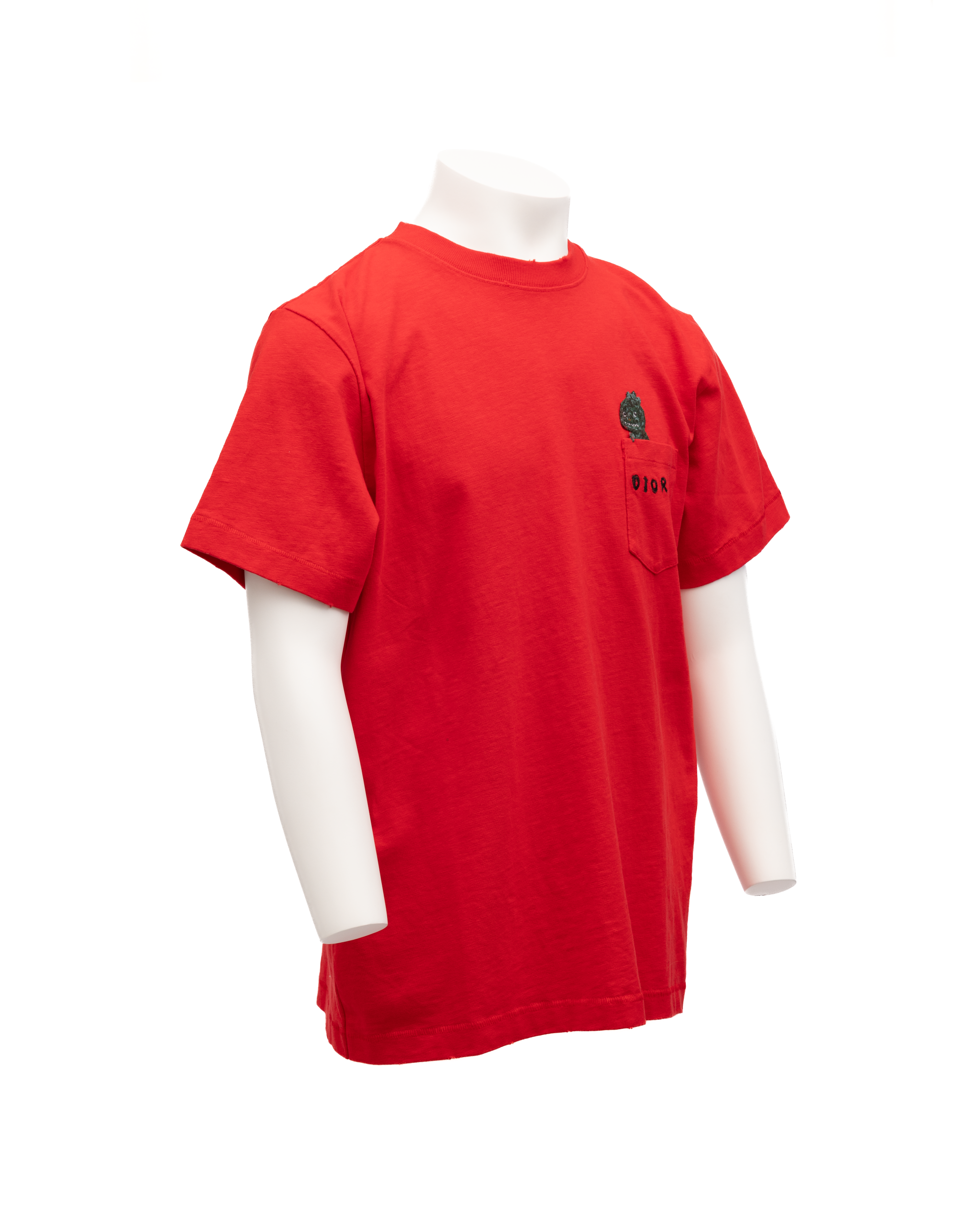 Dior Rotes Baumwoll-T-Shirt mit Rundhalsausschnitt