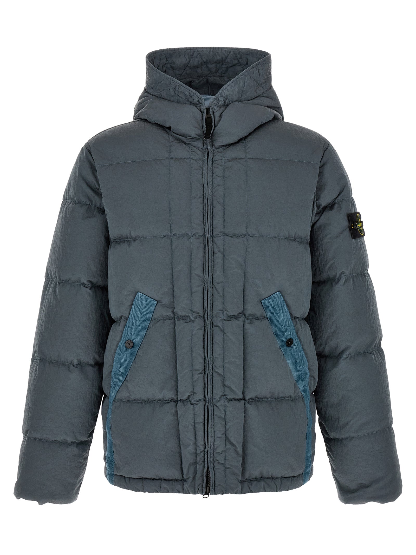 Stone Island Graue Polyamid-Jacke in voller Länge