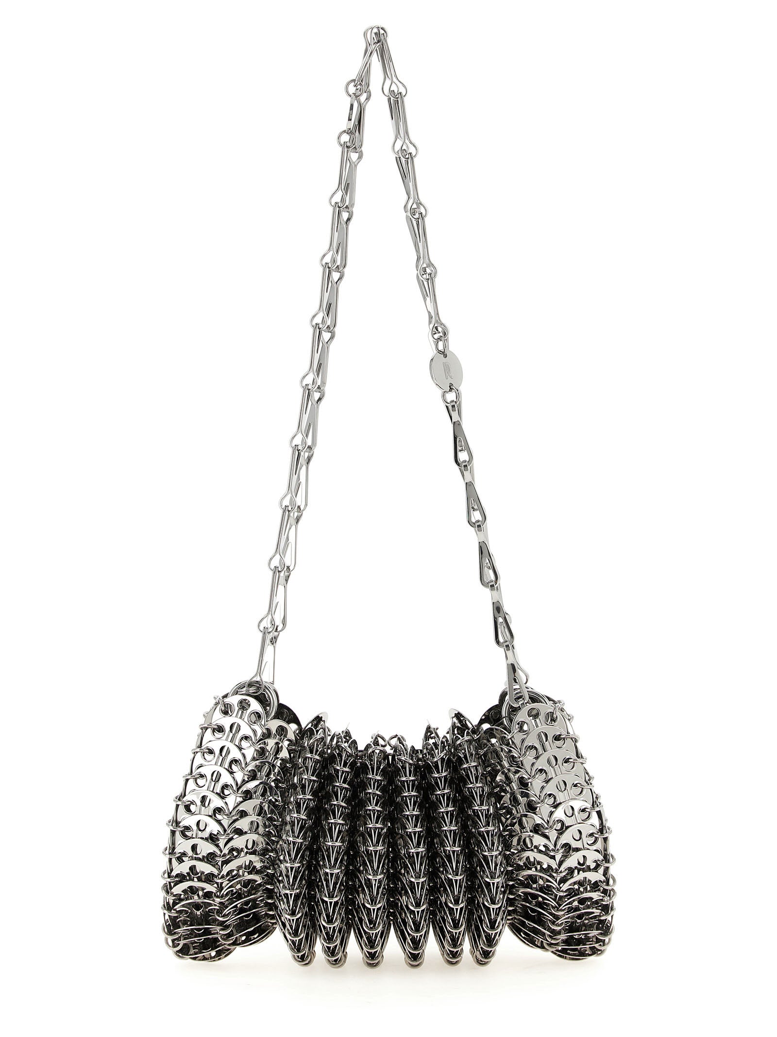 Paco Rabanne Schultertasche aus silbernem Edelstahl