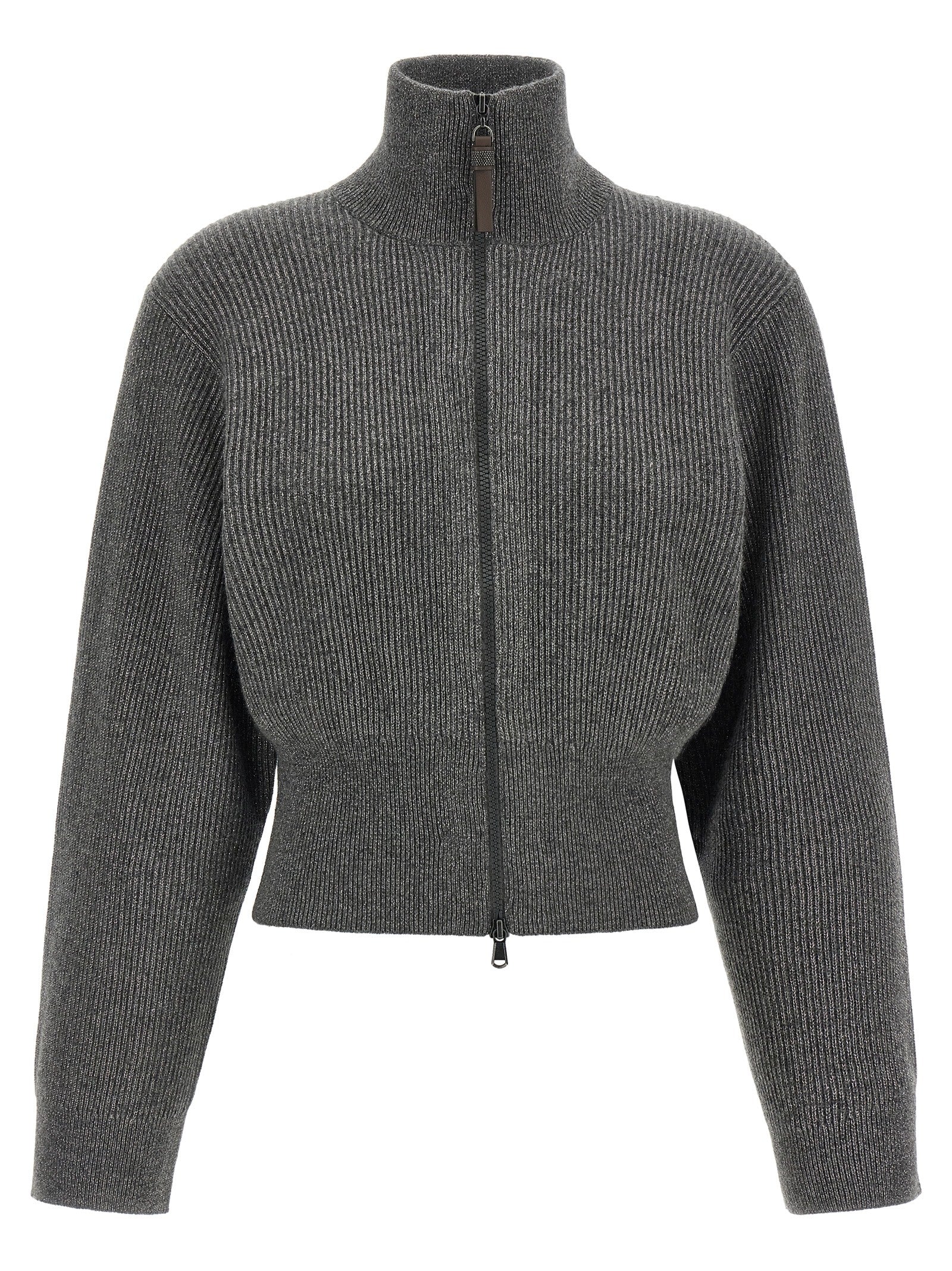 Brunello Cucinelli Grauer Kaschmir-Strickjacke