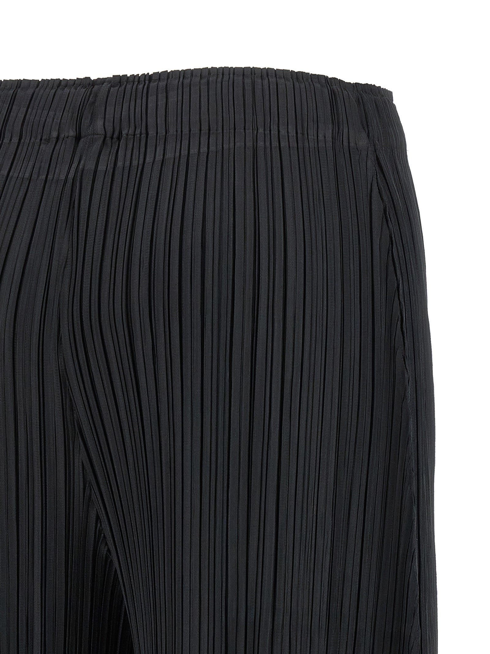 PLEATS PLEASE ISSEY MIYAKE Schwarze Hose aus Polyester