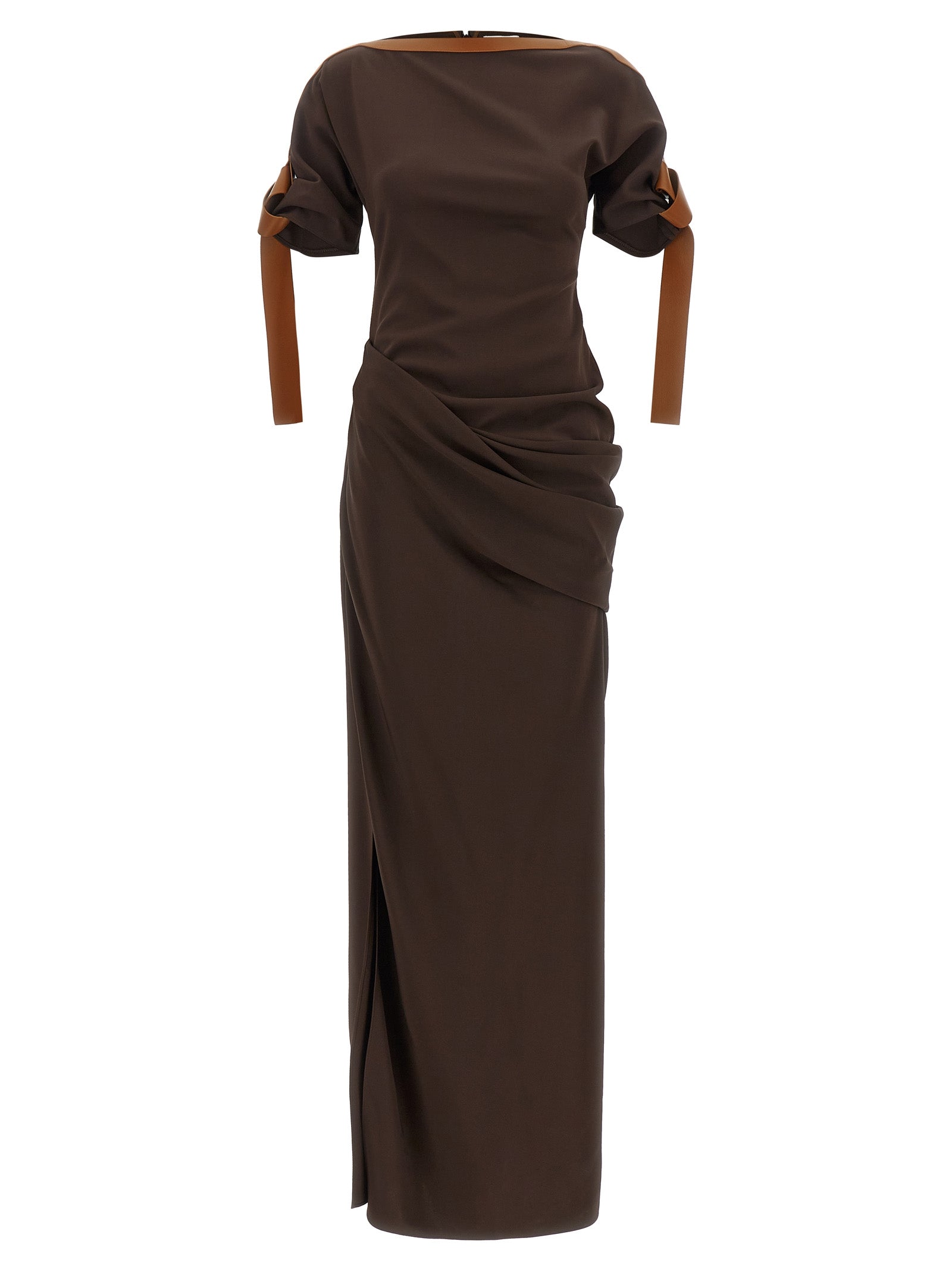 Ferragamo Braunes Viskose-Maxikleid