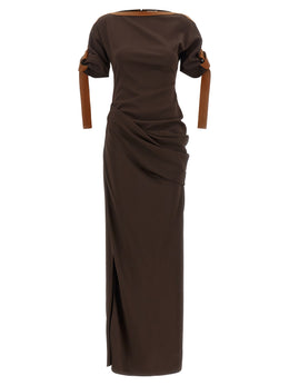 Ferragamo Braunes Viskose-Maxikleid