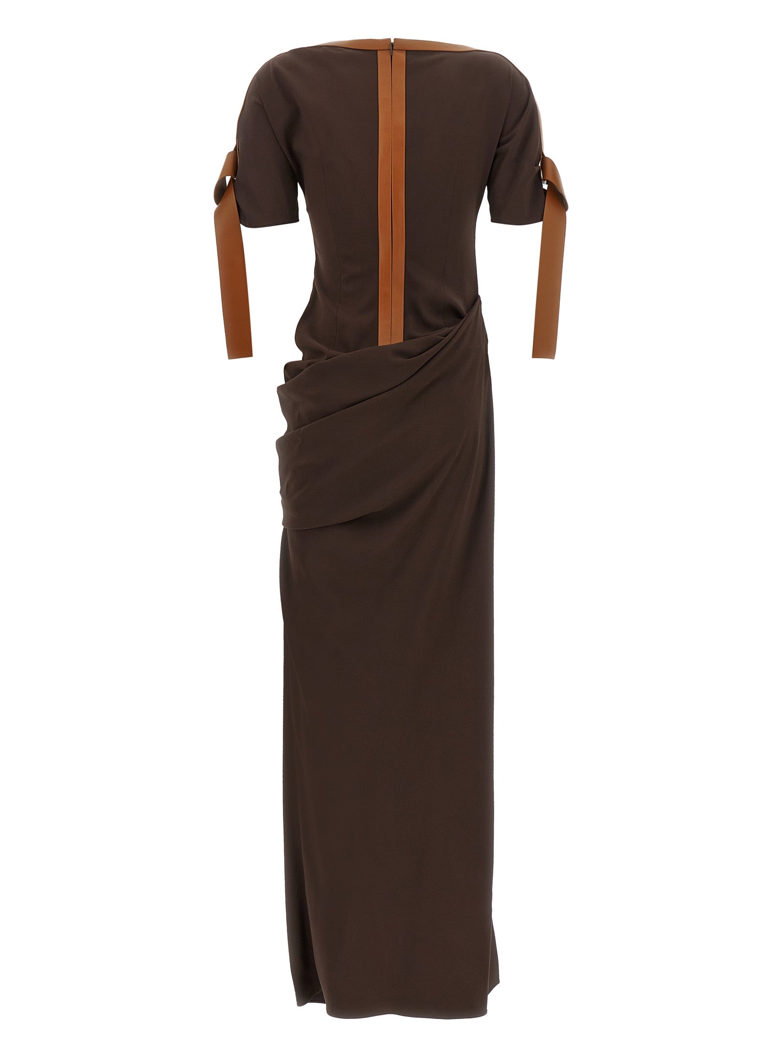 Ferragamo Braunes Viskose-Maxikleid