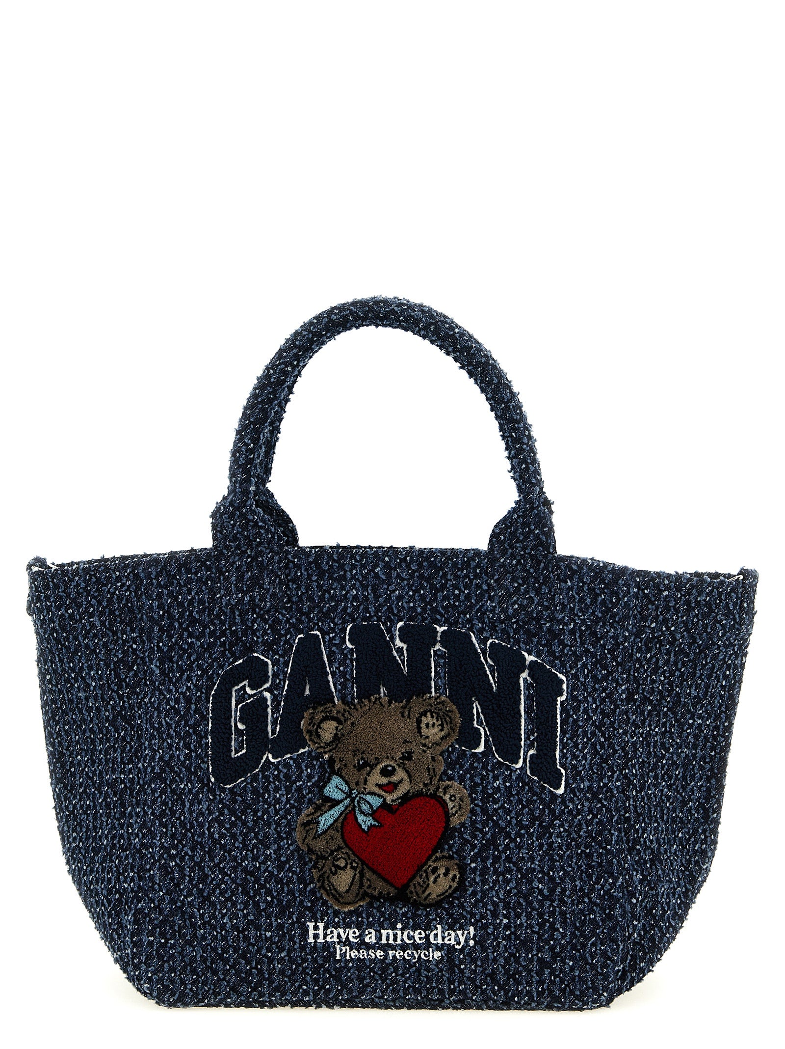 Ganni Blaue Tote Bag aus Bio-Baumwolle
