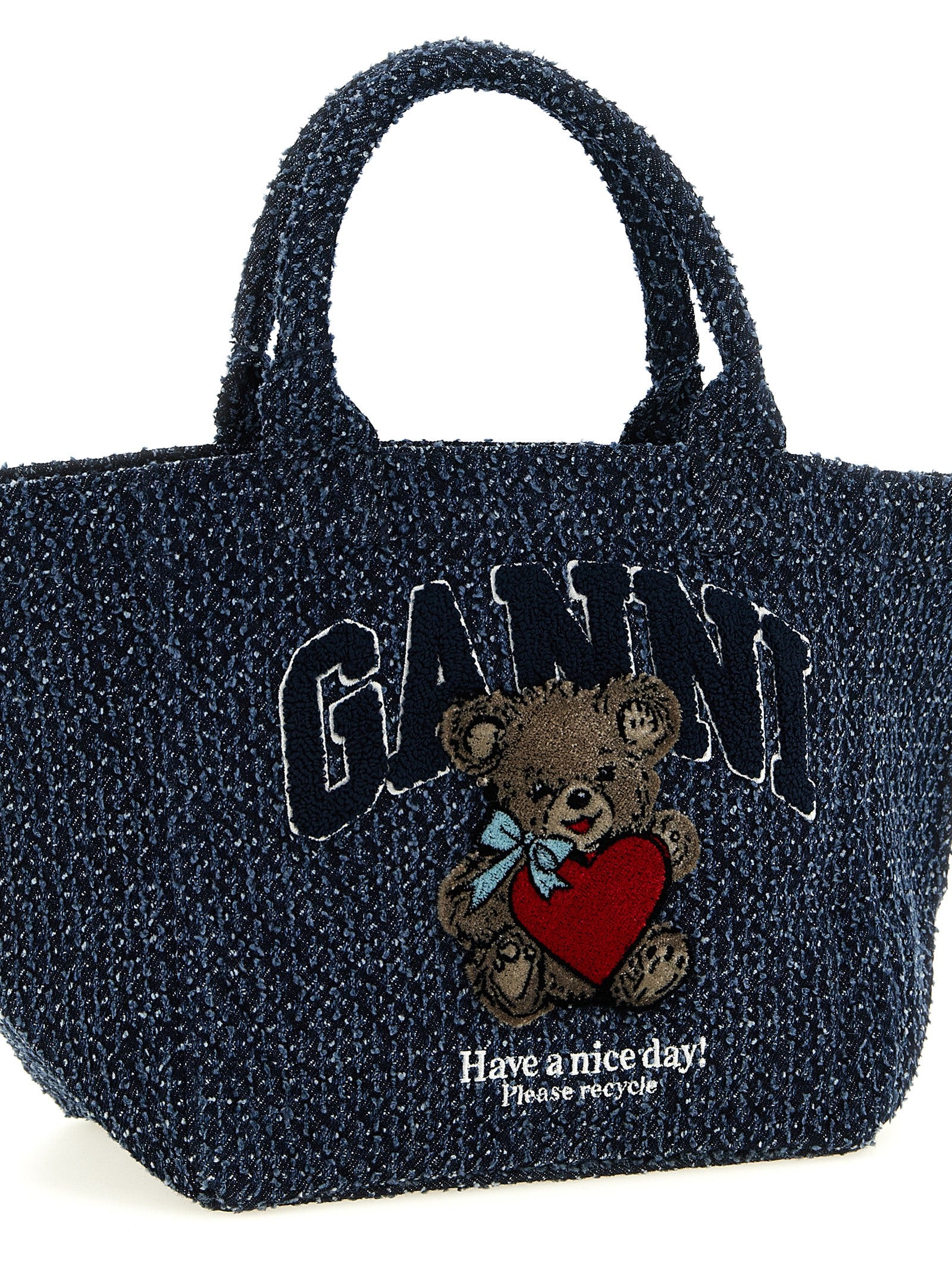 Ganni Blaue Tote Bag aus Bio-Baumwolle