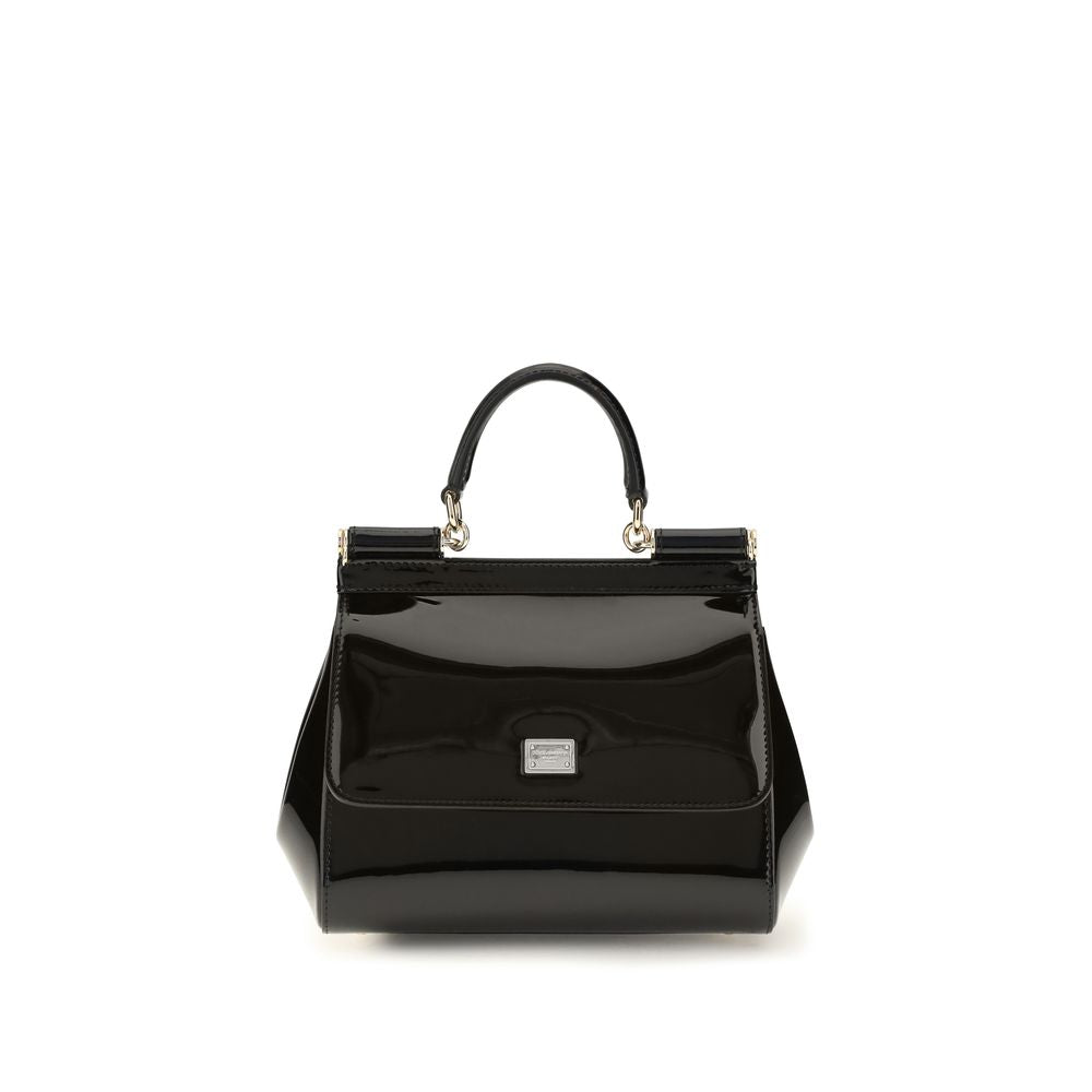 Dolce & Gabbana Schwarze Bos Taurus Kalbsleder Schultertasche