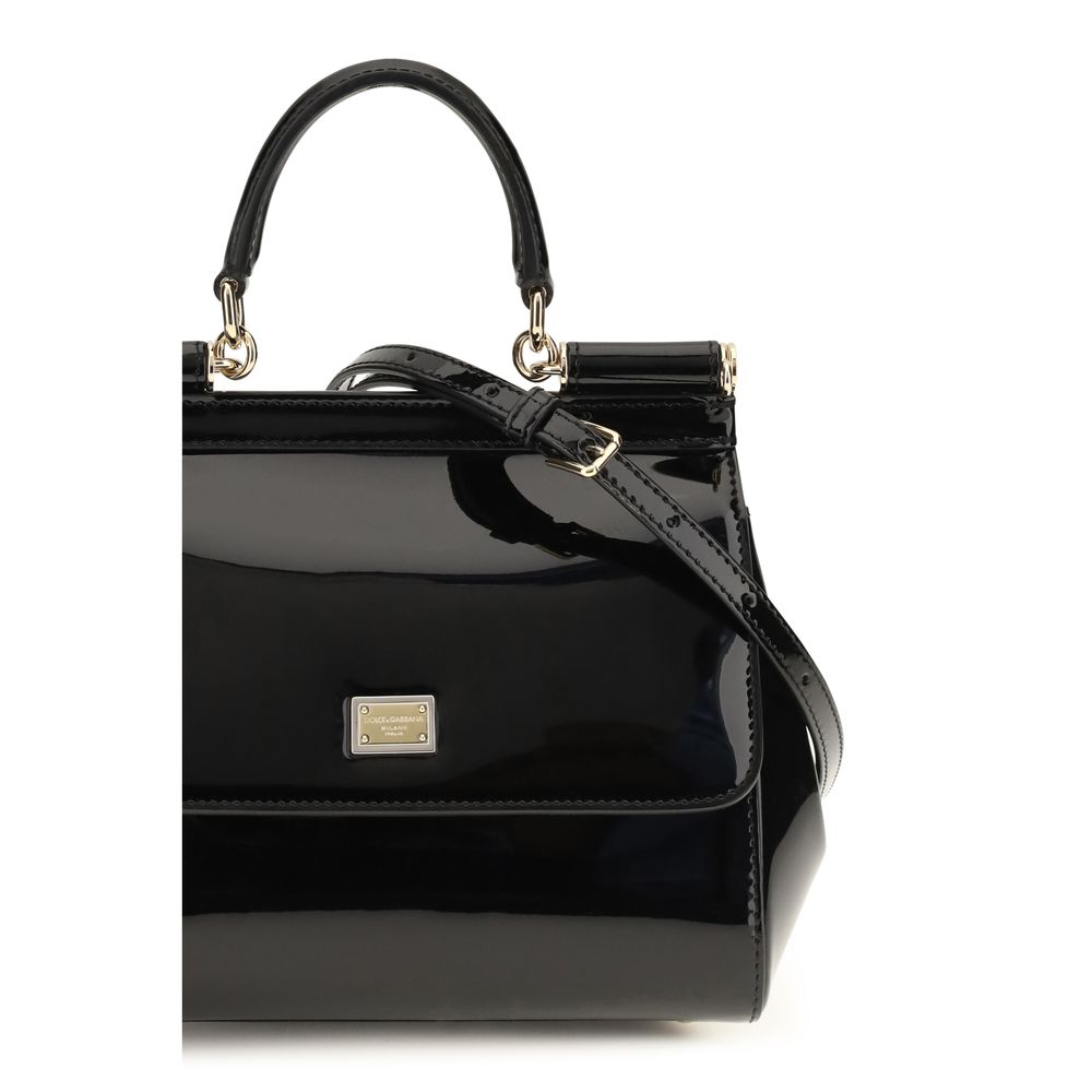 Dolce & Gabbana Schwarze Bos Taurus Kalbsleder Schultertasche