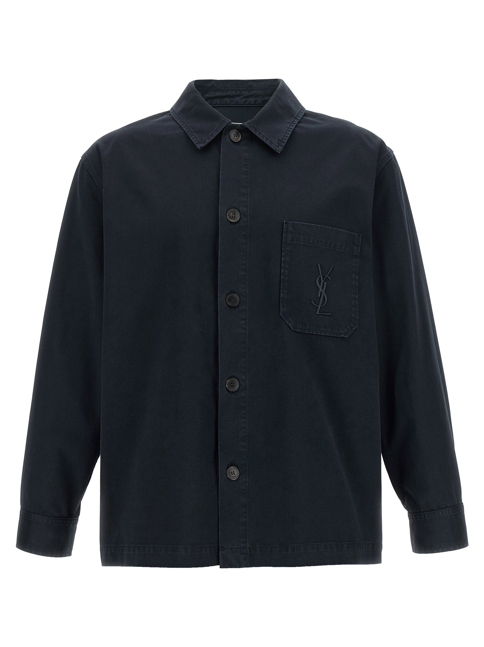 Saint Laurent Blaue Baumwollbluse