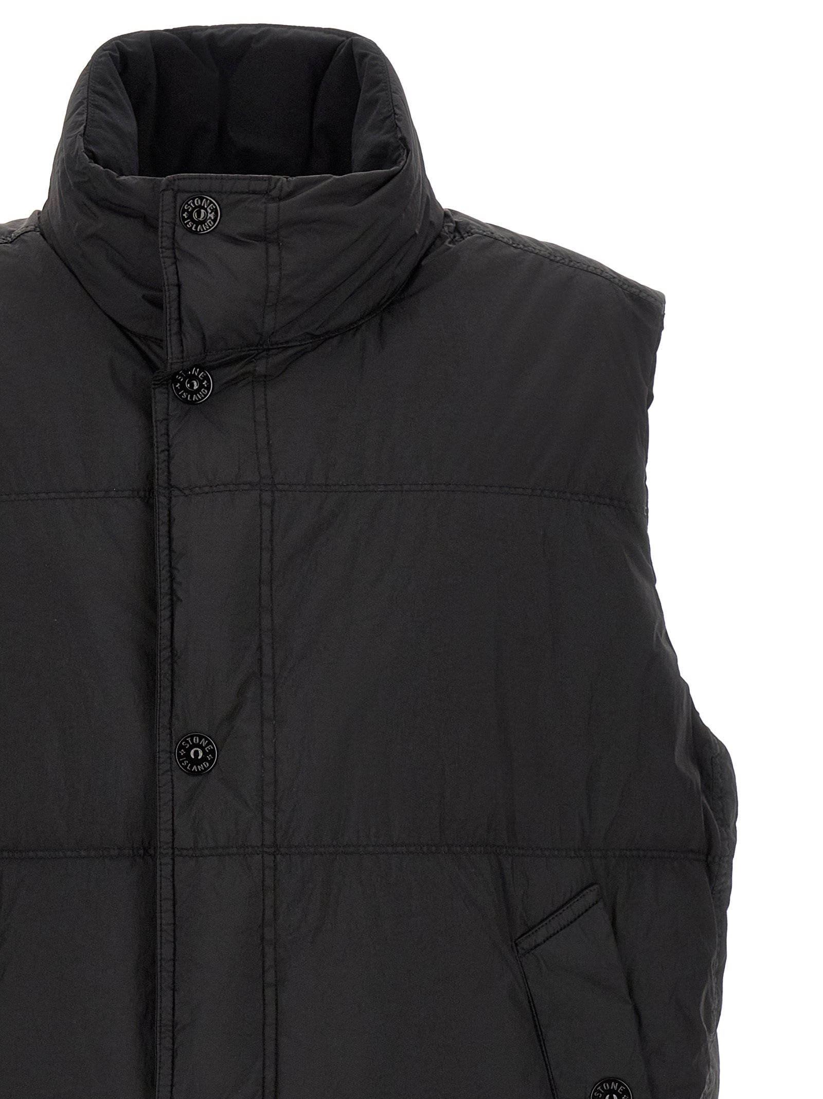 Stone Island Schwarze ärmellose Jacke aus Polyamid