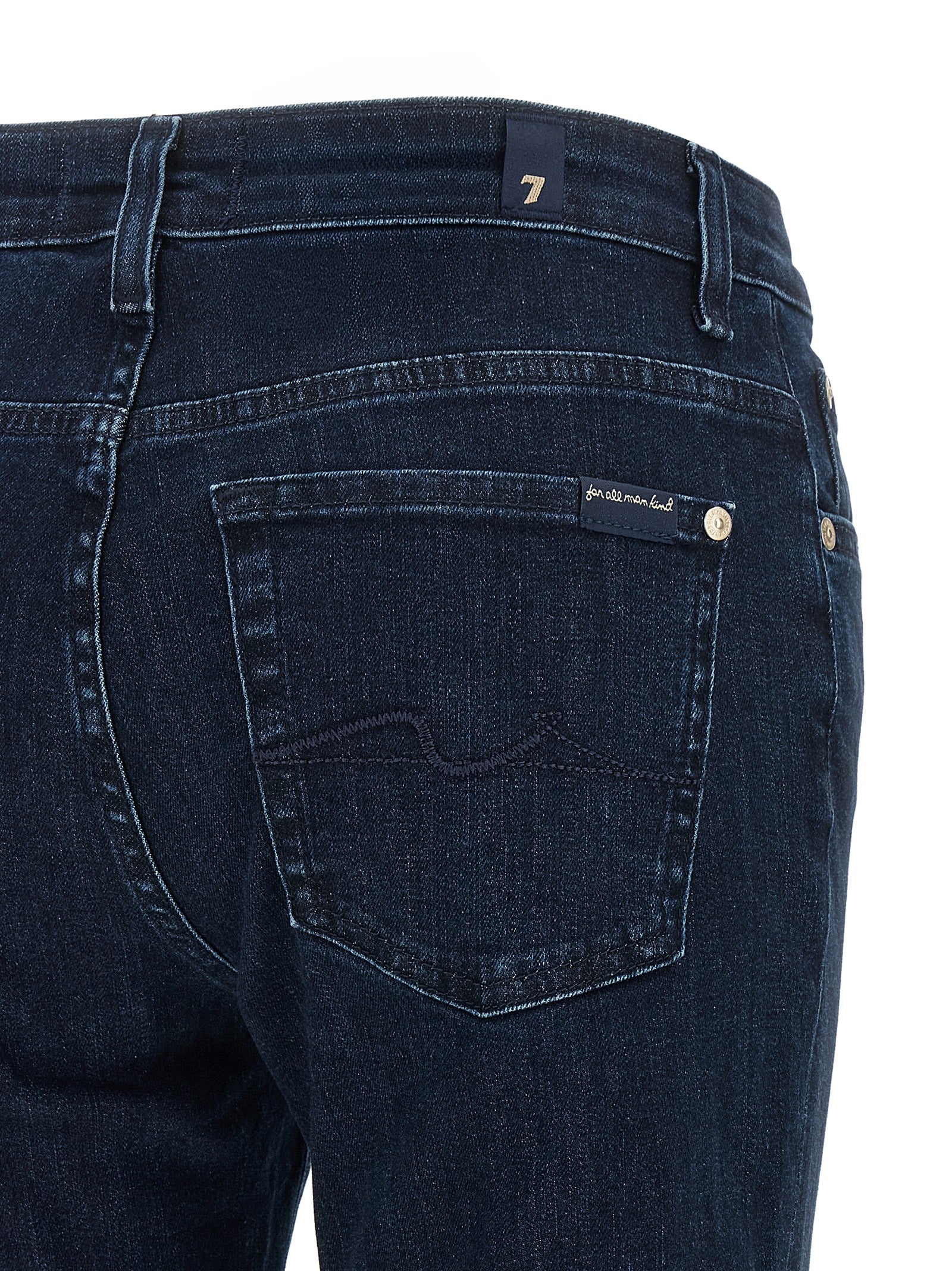 7 For All Mankind Blaue Bootcut-Jeans aus Baumwolle