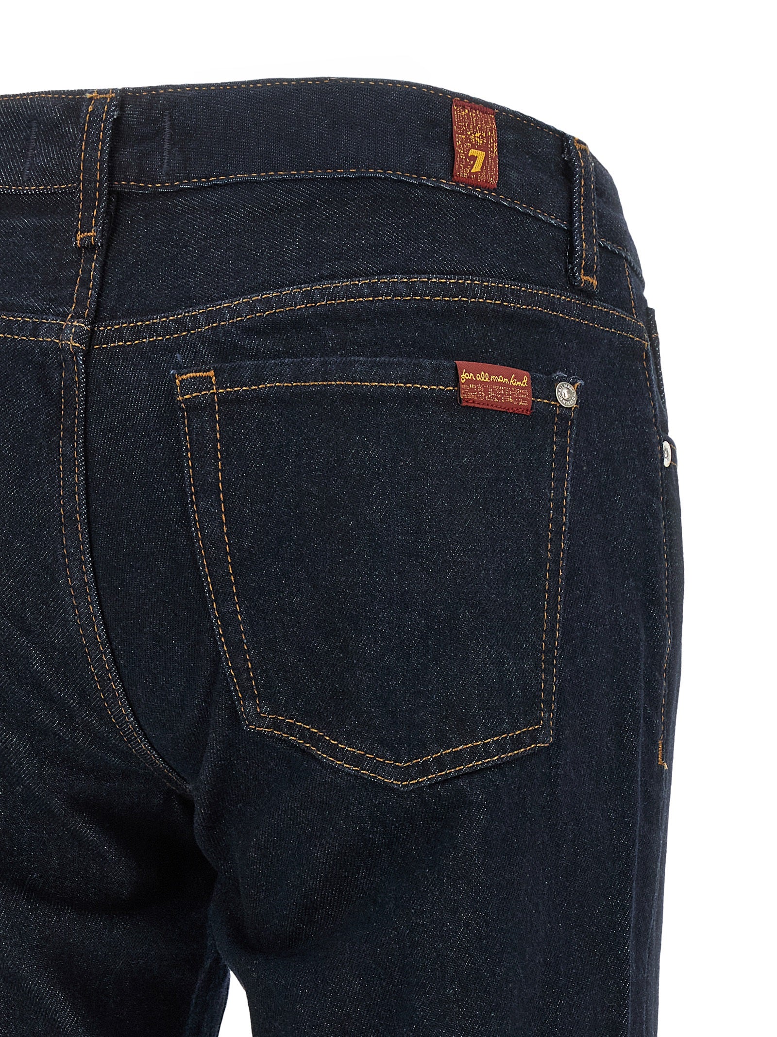 7 For All Mankind Blaue Bootcut-Jeans aus Baumwolle