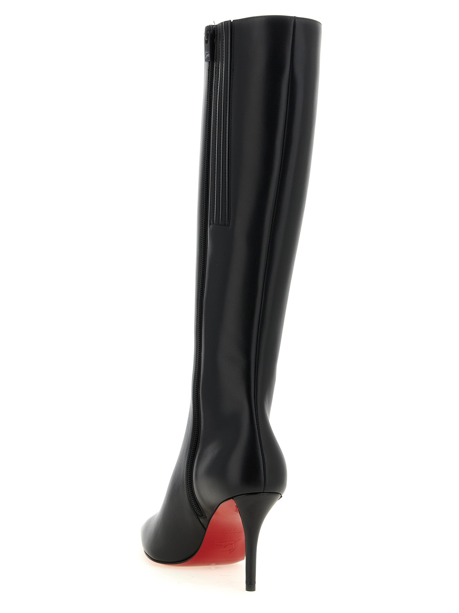Christian Louboutin Schwarzes Kalbsleder Over-the-Knee