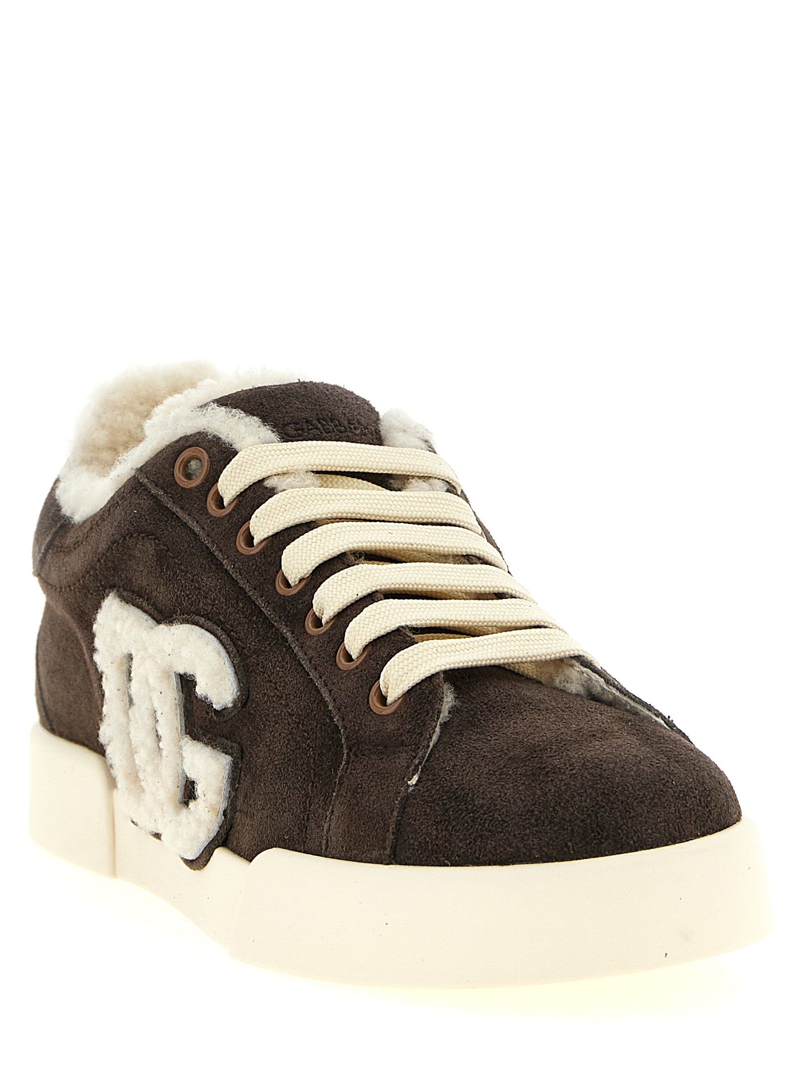 Dolce & Gabbana Sneakers aus braunem Kalbsleder