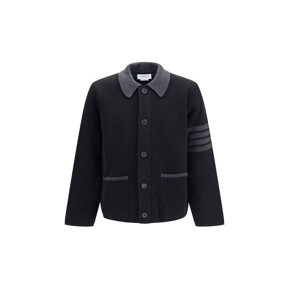 Thom Browne Schwarze Oves Aries Bikerjacke aus Wolle