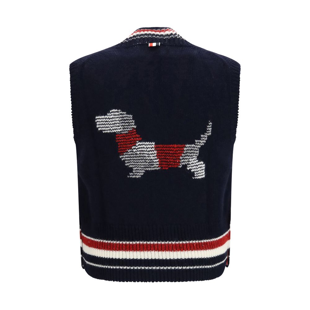Thom Browne Blauer Wollpullover Oves Aries Ärmellos