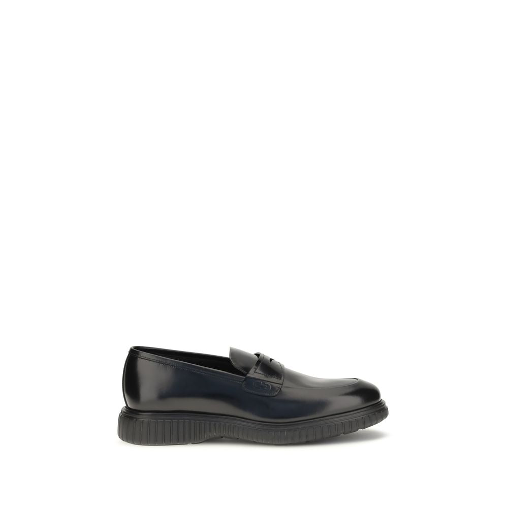 Ferragamo Schwarze "Bos Taurus" Kalbsleder Loafer zum Hineinschlüpfen