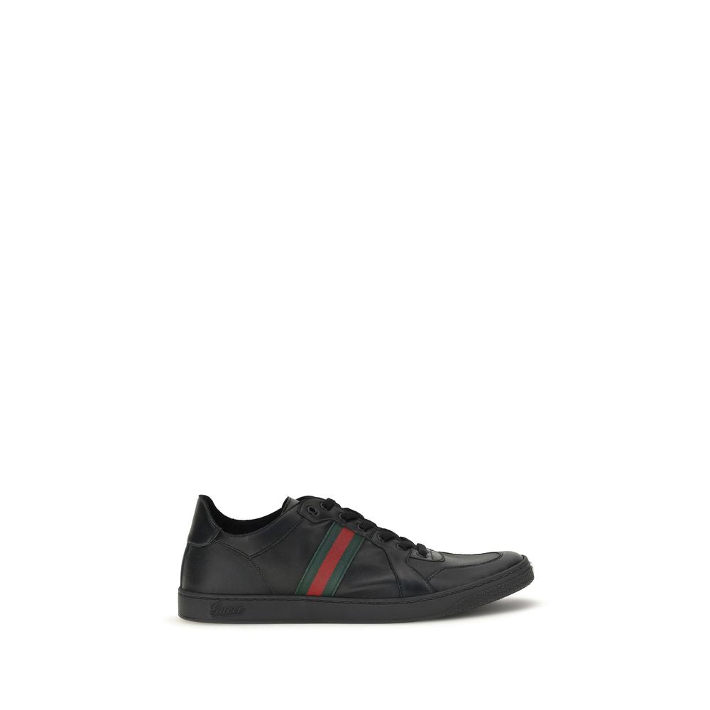 Gucci Schwarze Bos Taurus Kalbsleder Low-Top-Sneaker