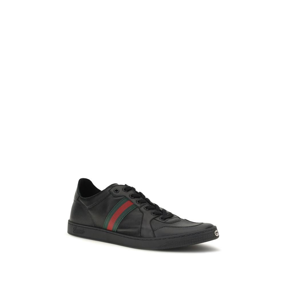 Gucci Schwarze Bos Taurus Kalbsleder Low-Top-Sneaker