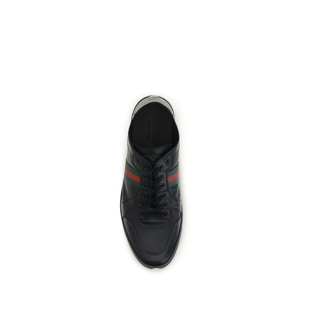 Gucci Schwarze Bos Taurus Kalbsleder Low-Top-Sneaker