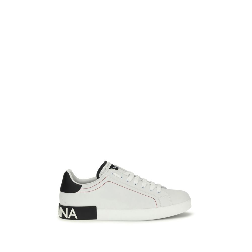Dolce & Gabbana Weiße Low-Top-Sneaker aus Kalbsleder Bos Taurus