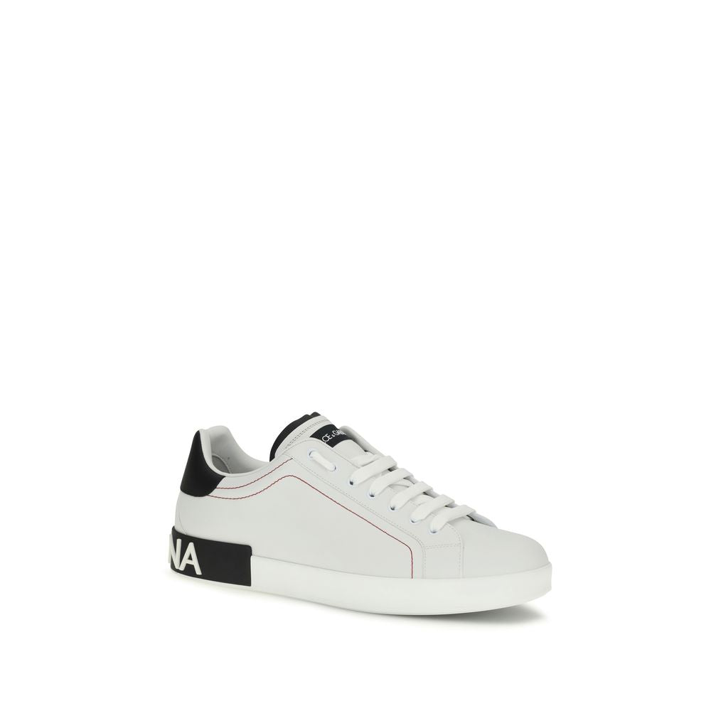 Dolce & Gabbana Weiße Low-Top-Sneaker aus Kalbsleder Bos Taurus
