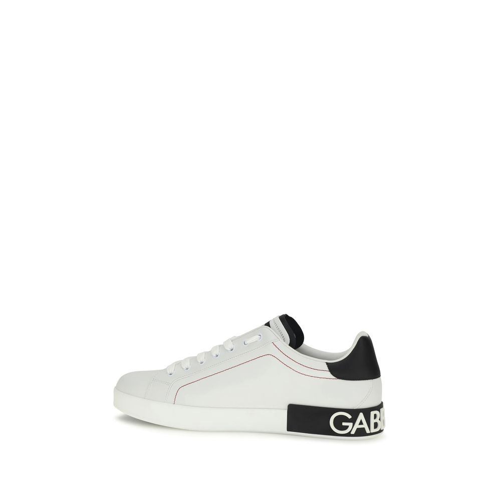 Dolce & Gabbana Weiße Low-Top-Sneaker aus Kalbsleder Bos Taurus