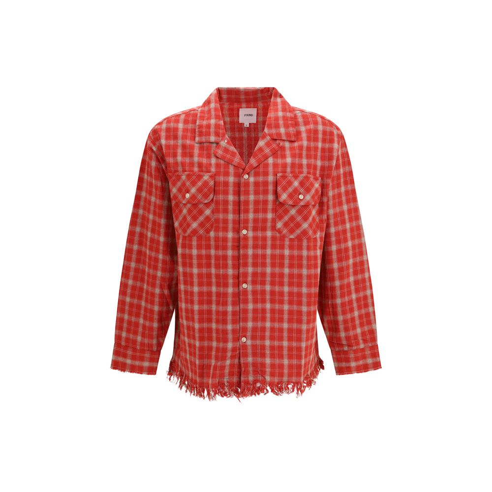 FOUND Rotes Baumwollhemd mit Muster