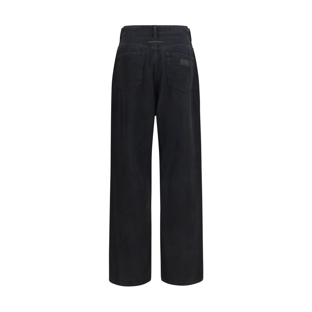 MM6 Schwarze Baumwolljeans im Relaxed Fit