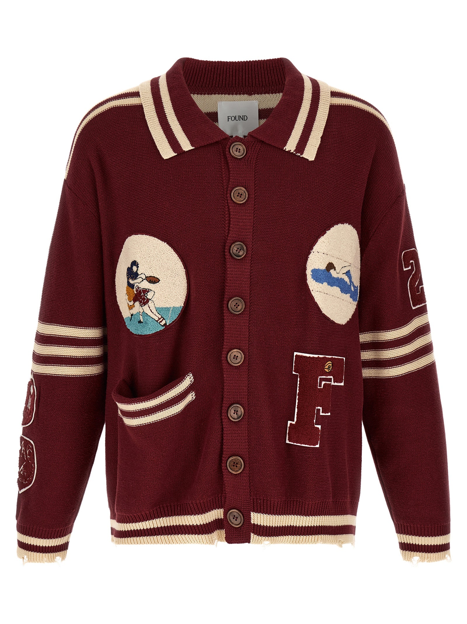 FOUND Bordeaux Baumwoll-Strickjacke
