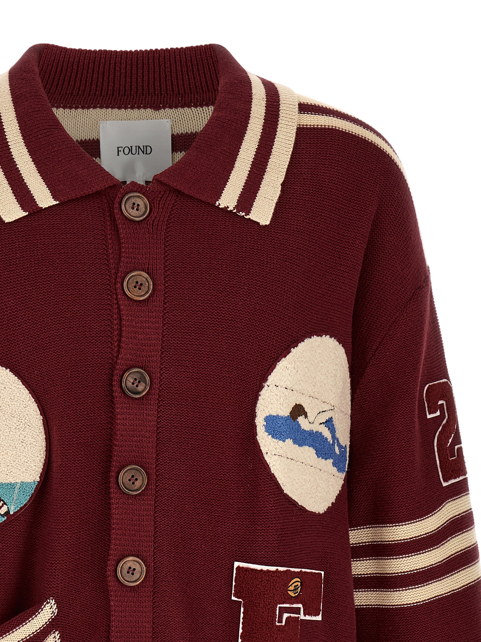 FOUND Bordeaux Baumwoll-Strickjacke