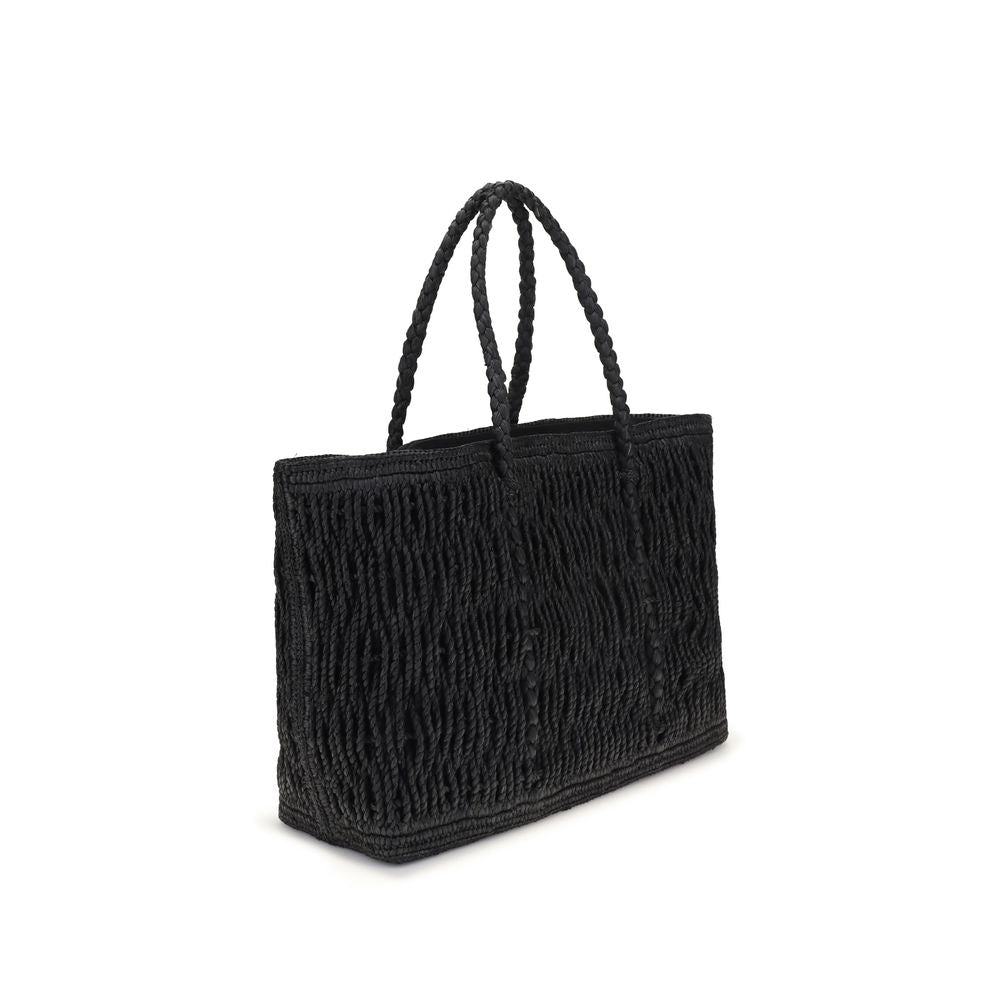 The Row Schwarze Raffia-Umhängetasche