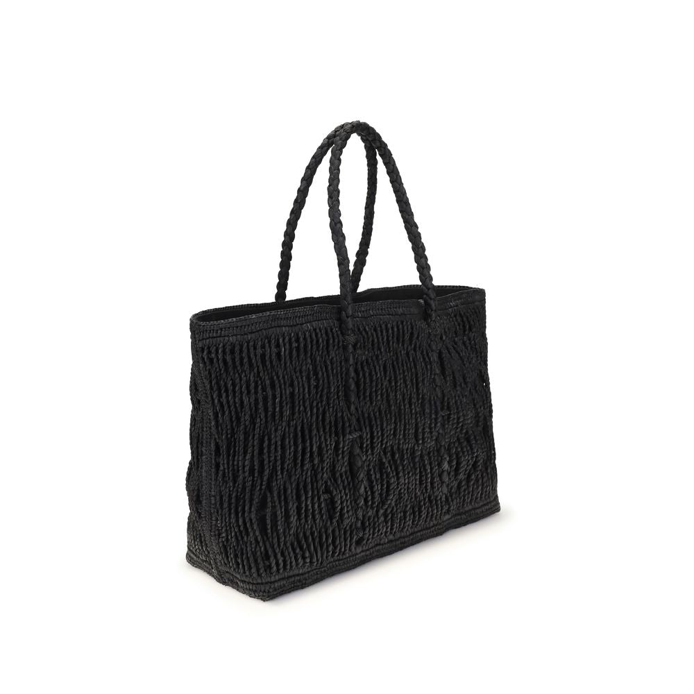 The Row Schwarze Raffia-Umhängetasche