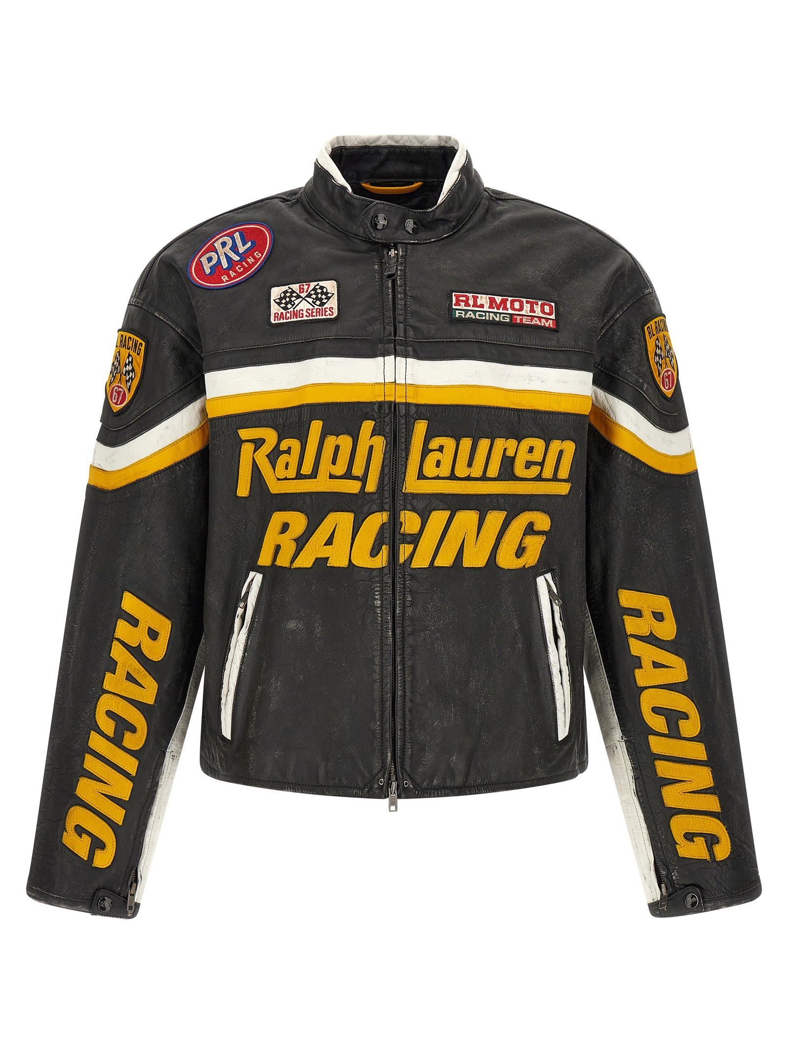 Polo Ralph Lauren Schwarze Lederjacke aus Rindsleder