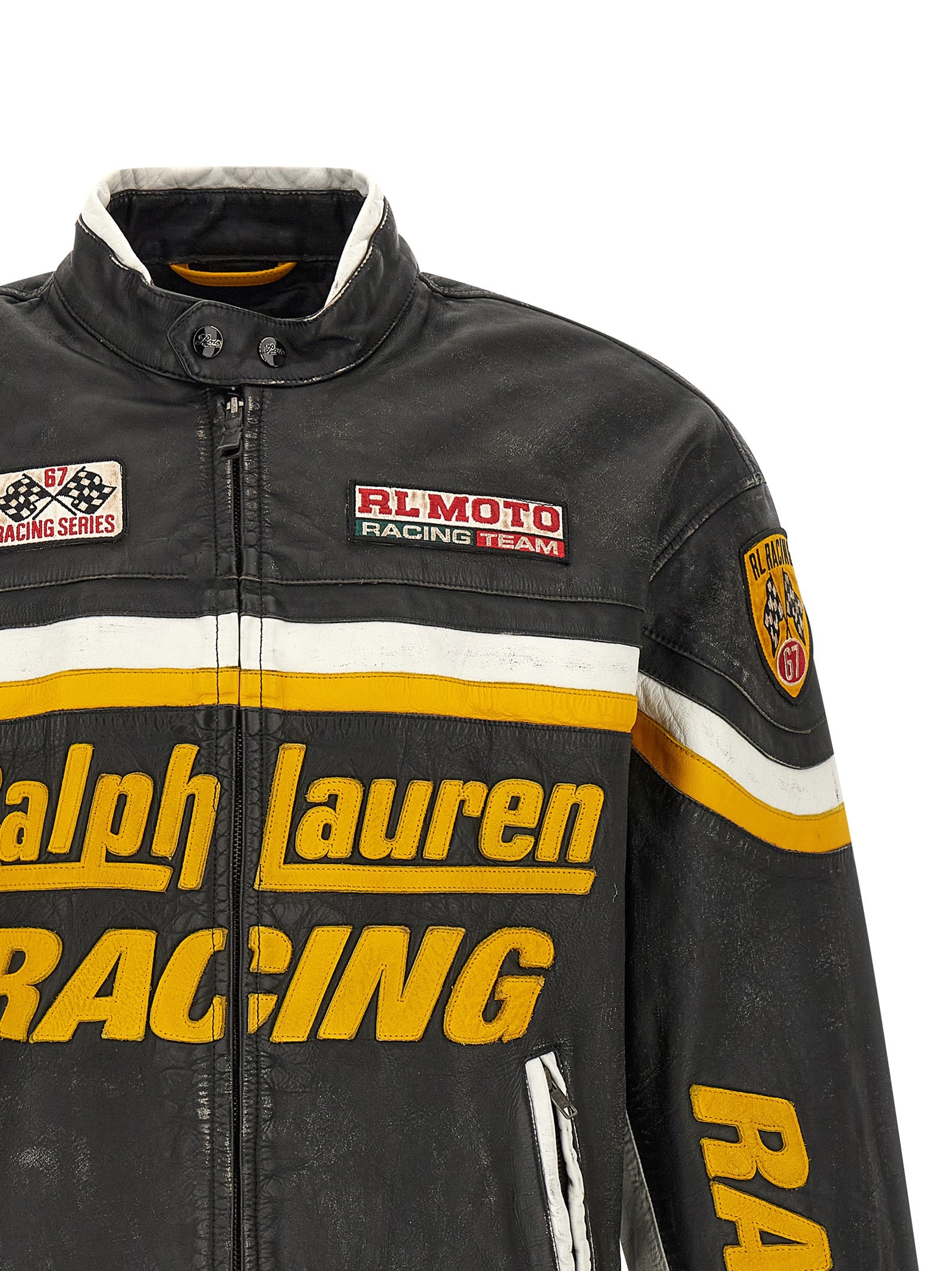 Polo Ralph Lauren Schwarze Lederjacke aus Rindsleder