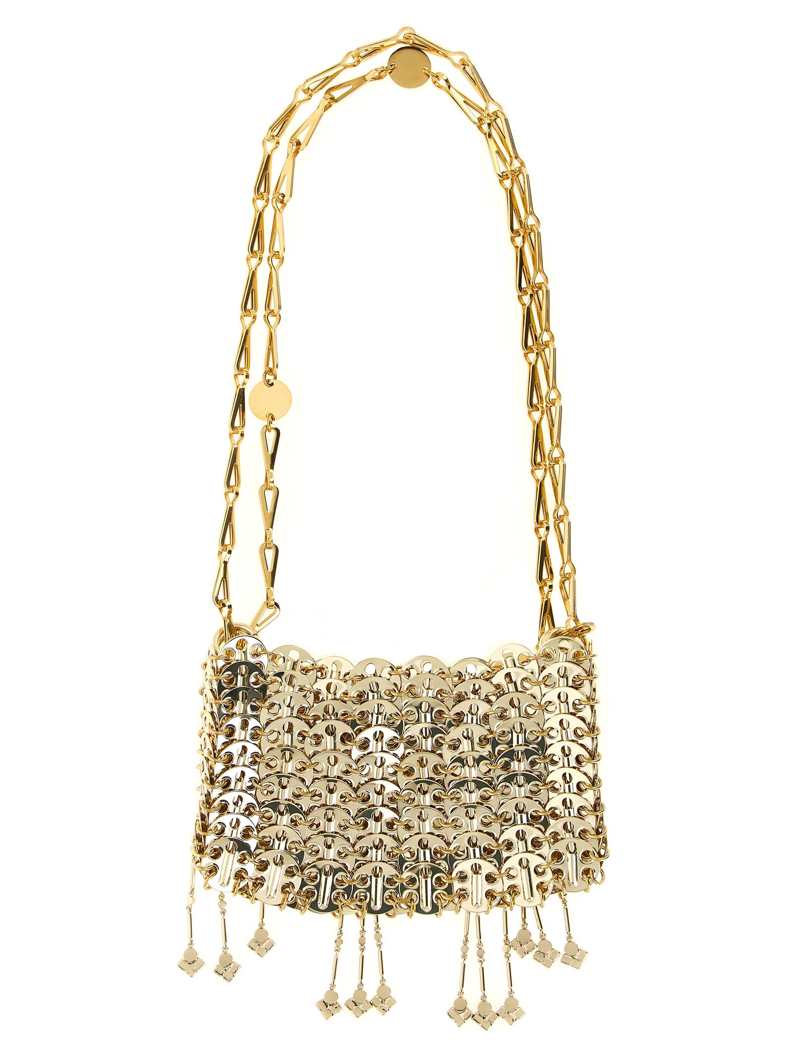 Paco Rabanne Schultertasche aus goldfarbenem Edelstahl