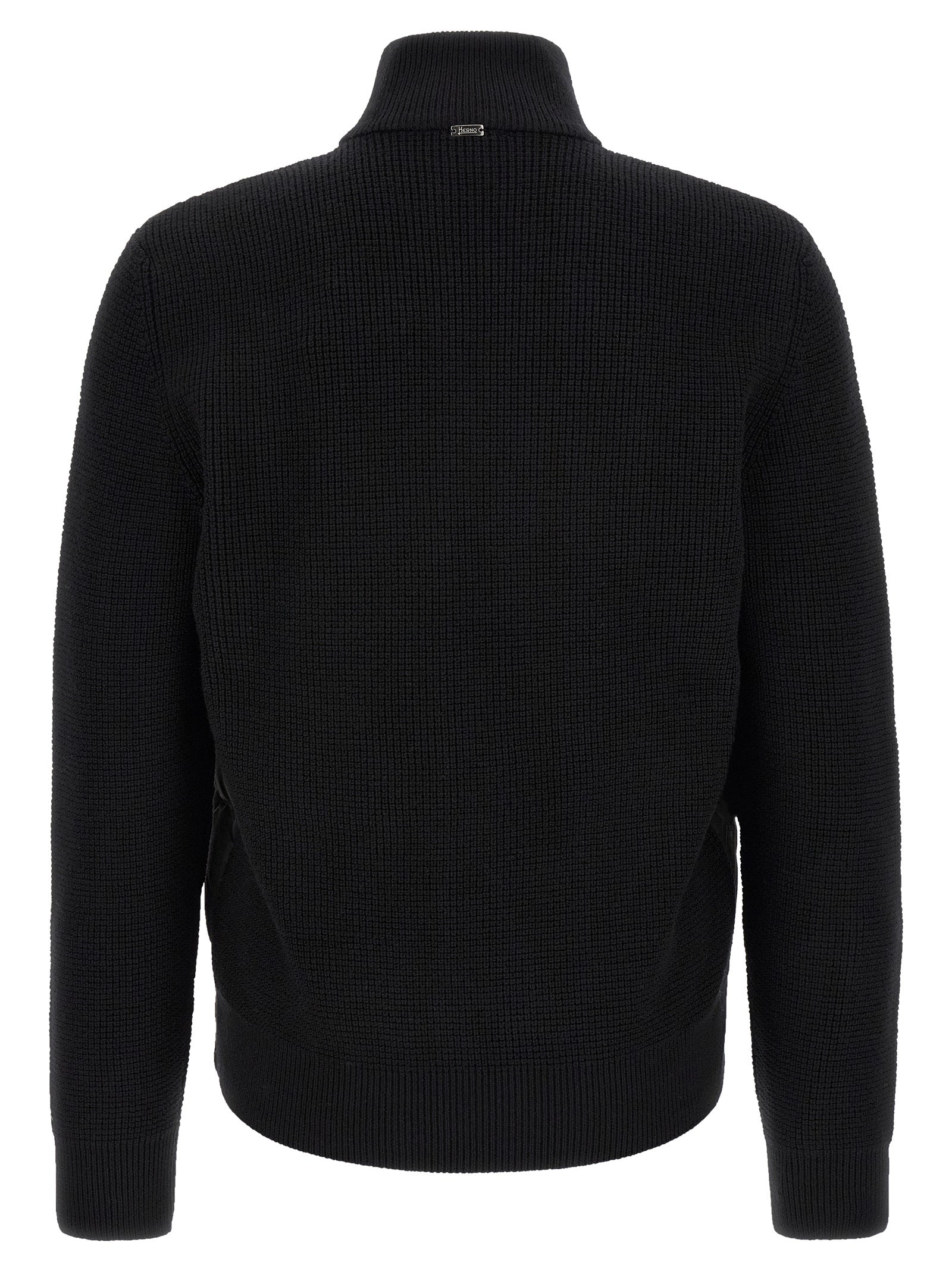 Herno Schwarze Wolljacke in voller Länge