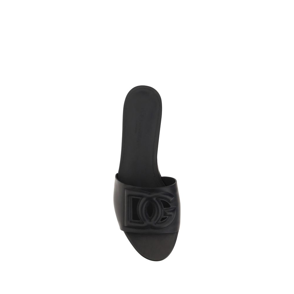 Dolce & Gabbana Schwarze Bos Taurus Kalbsleder-Sandalen