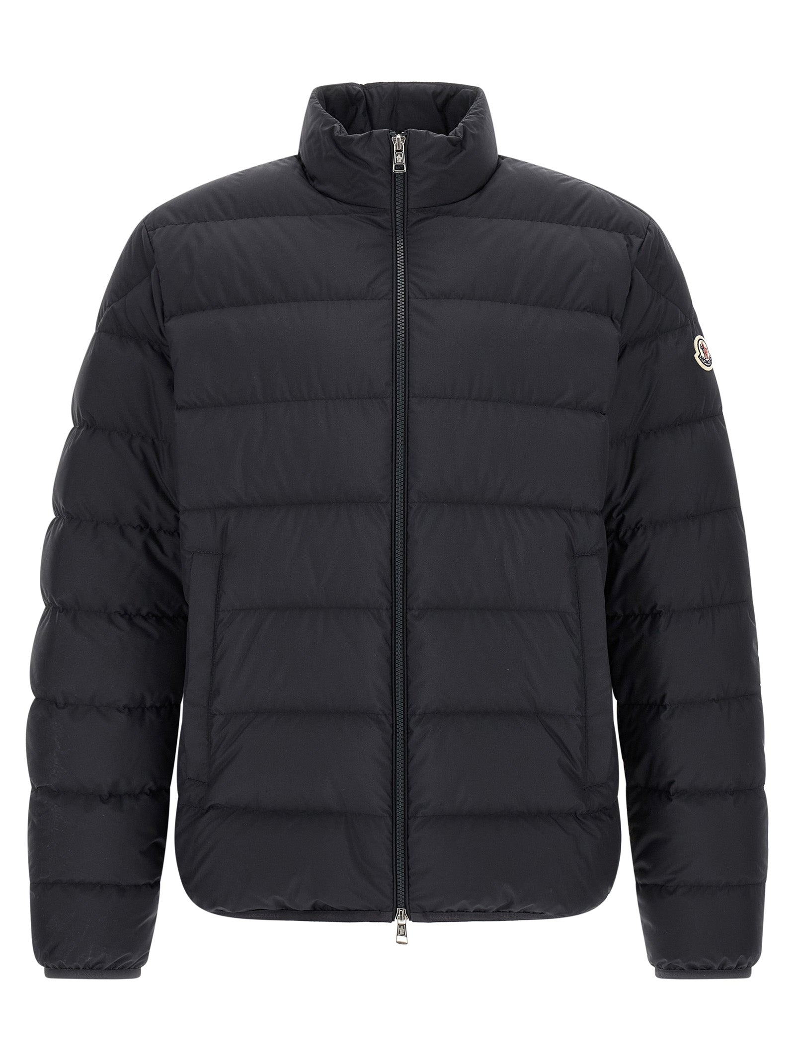 Moncler Blaue Polyester-Jacke in voller Länge
