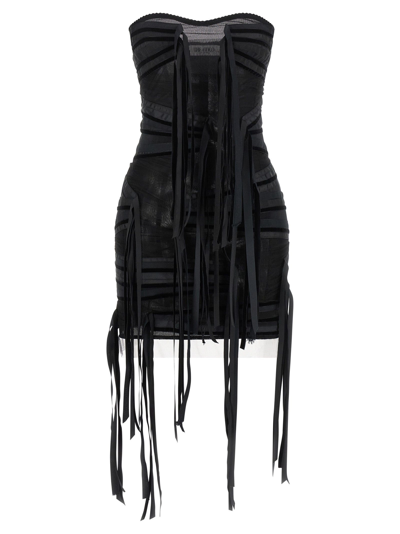 The Attico Kurzes Schwarzes Kleid Aus Polyamid