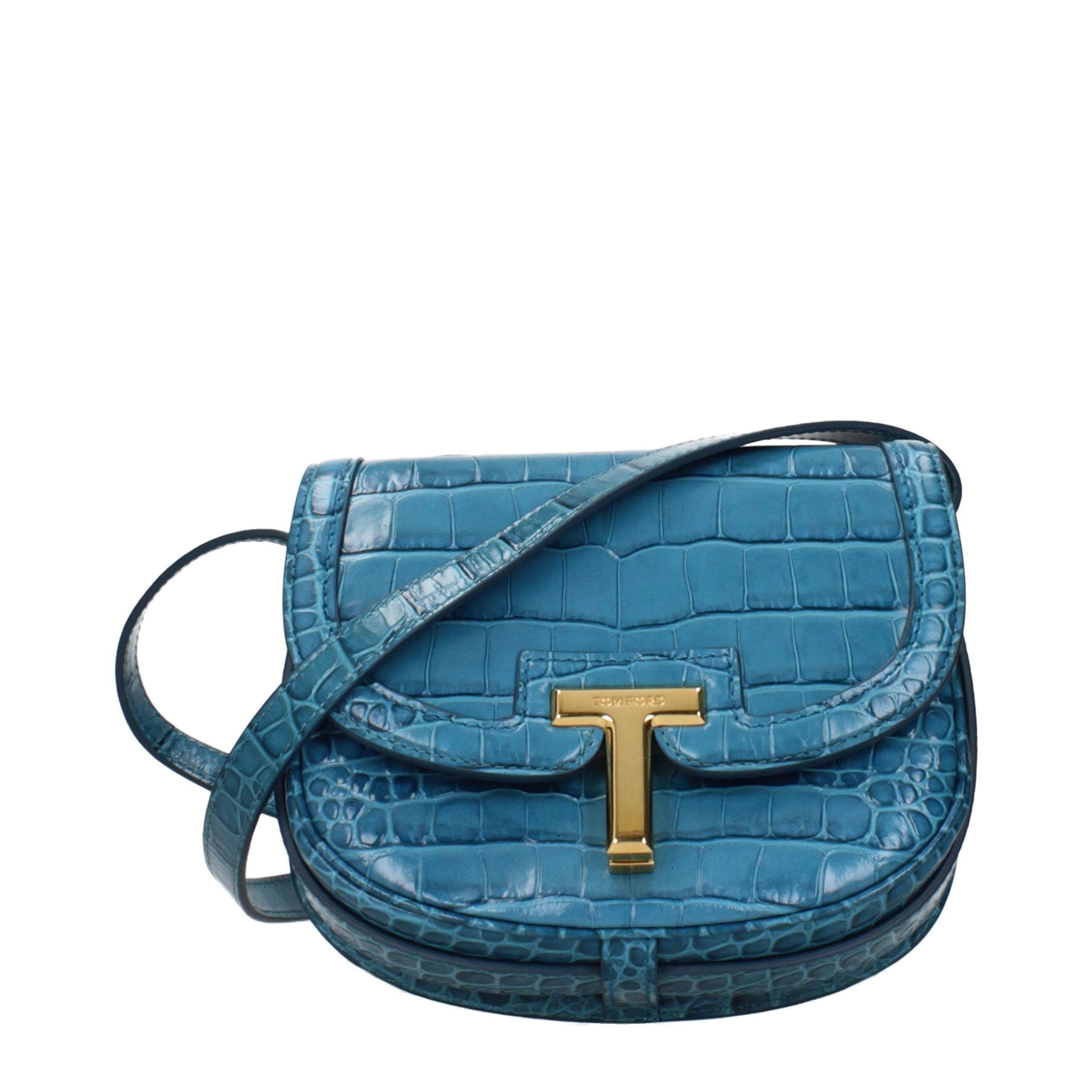 Tom Ford Hellblaue Umhängetasche aus Leder