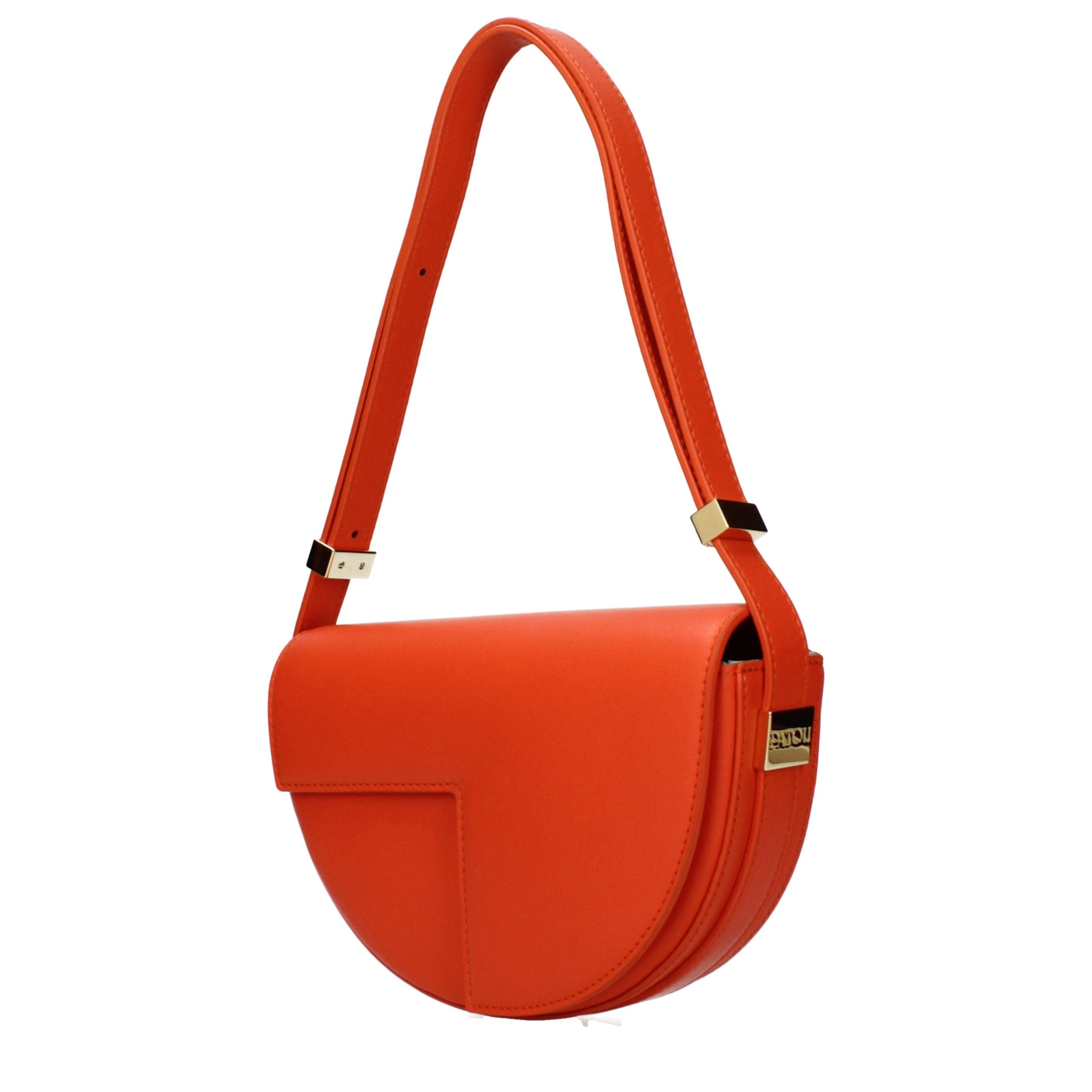 Patou Orange Leder Schultertasche