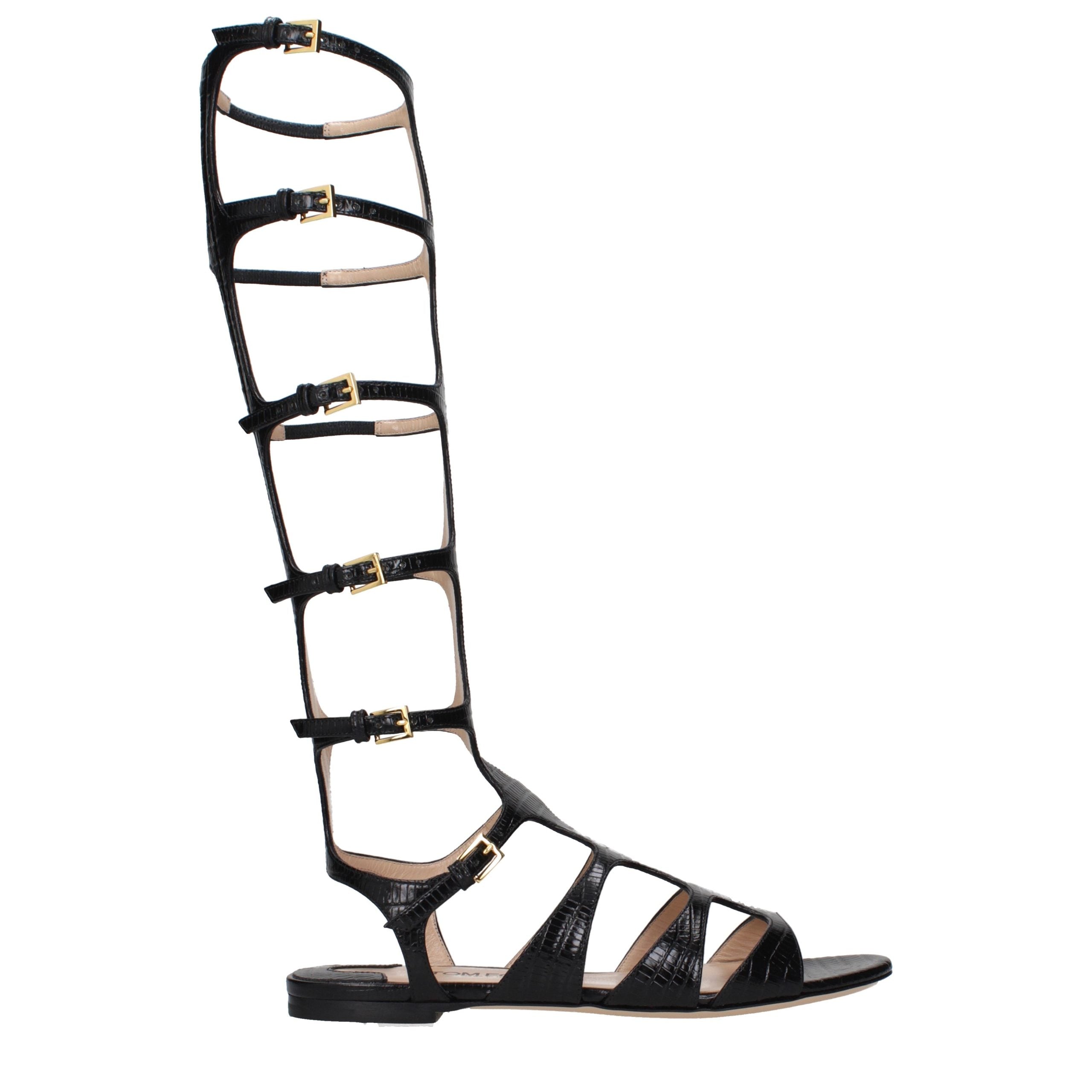 Tom Ford Schwarze Sandalen mit Lederriemen