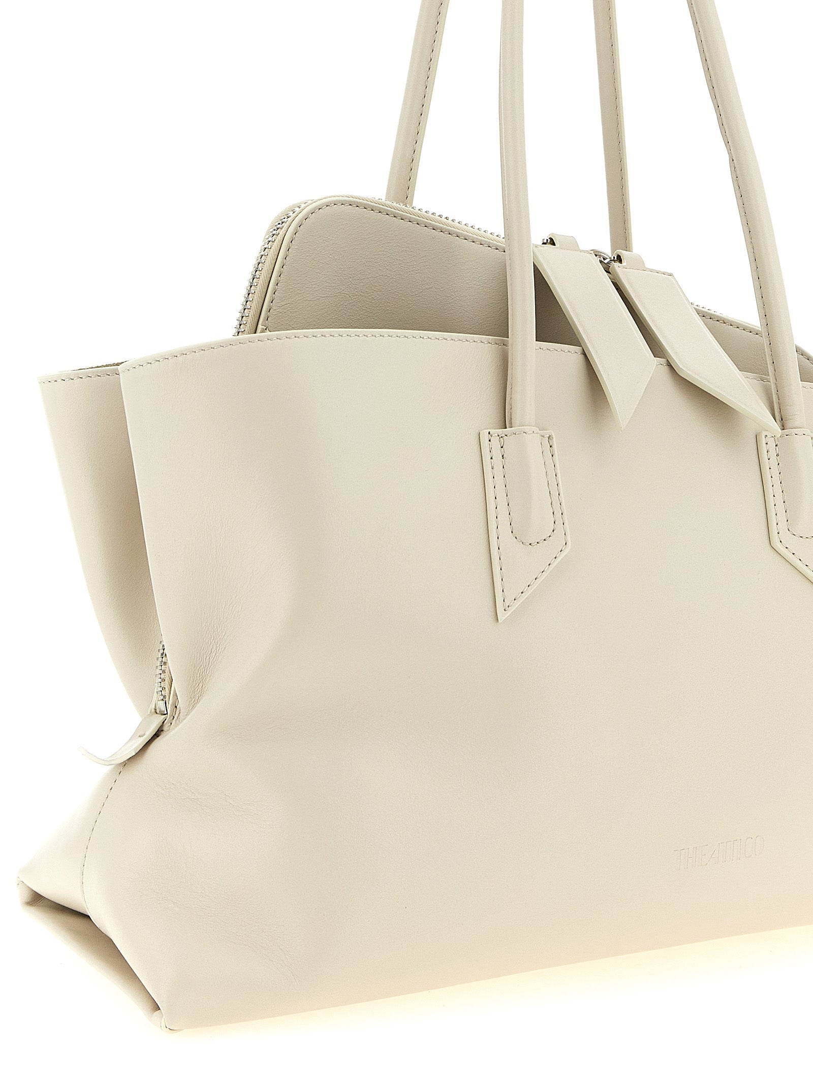 The Attico Weiße Schultertasche aus Rindsleder